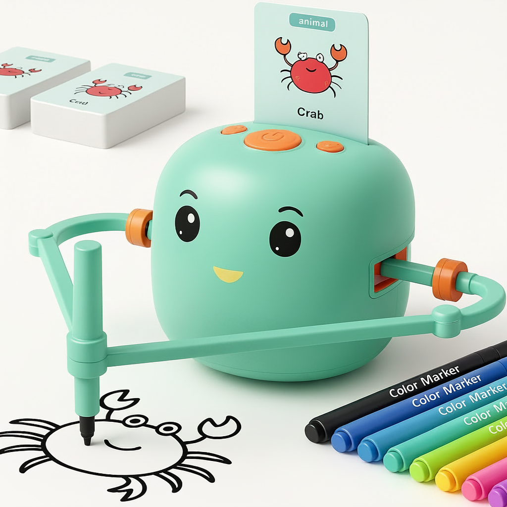Smart Drawing Robot for Kids - Screen-Free Montessori Educational Toy & Interactive STEM Art Tutor Pink Green