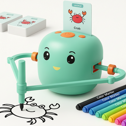 Smart Drawing Robot for Kids - Screen-Free Montessori Educational Toy & Interactive STEM Art Tutor Pink Green