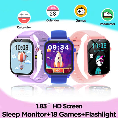 kids game smart watch with 18 games camera and flashlight fun screen time birthday gift for boys and girls Pink, Black, Blue, Purple