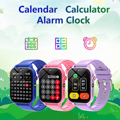 kids smart watch with calendar calculator and alarm clock plus 18 games learning touchscreen gift for kids Pink, Black, Blue, Purple