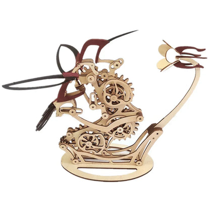 3d wooden mechanical hummingbird kinetic sculpture kit, moving wing bird model for desk decor and engineering gifts