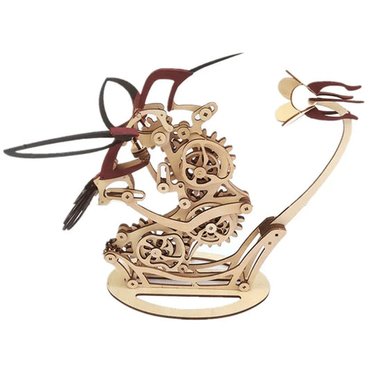 3d wooden mechanical hummingbird kinetic sculpture kit, moving wing bird model for desk decor and engineering gifts