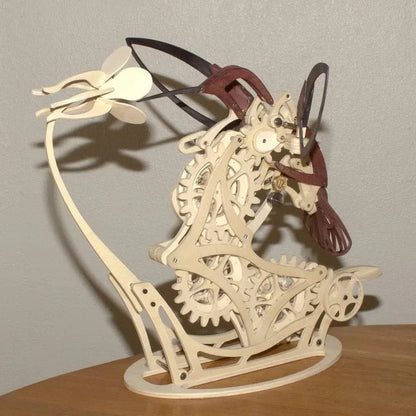 gear mechanism detail of wooden hummingbird kinetic model, cam and linkage bird flight motion for stem learning