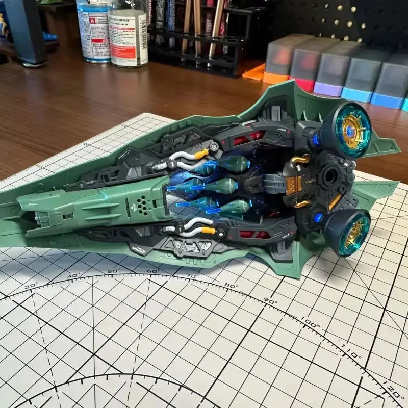 Kshatriya Osiris Aerial Dominator 1:100 scale green mecha model kit with LED lighting 54cm wingspan and display stand