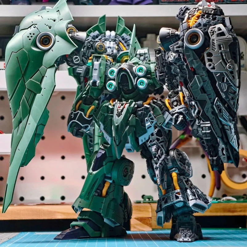 Kshatriya Osiris Aerial Dominator 1:100 scale green mecha model kit with LED lighting 54cm wingspan and display stand