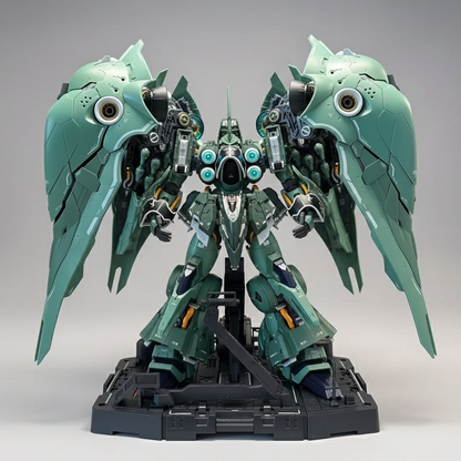 Kshatriya Osiris Aerial Dominator 1:100 scale green mecha model kit with LED lighting 54cm wingspan and display stand
