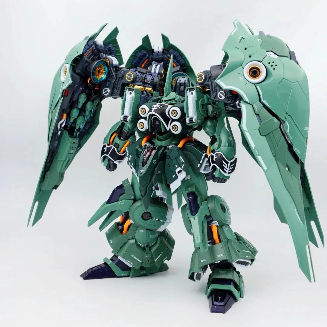 Kshatriya Osiris Aerial Dominator 1:100 scale green mecha model kit with LED lighting 54cm wingspan and display stand