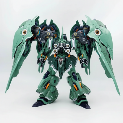 Kshatriya Osiris Aerial Dominator 1:100 scale green mecha model kit with LED lighting 54cm wingspan and display stand