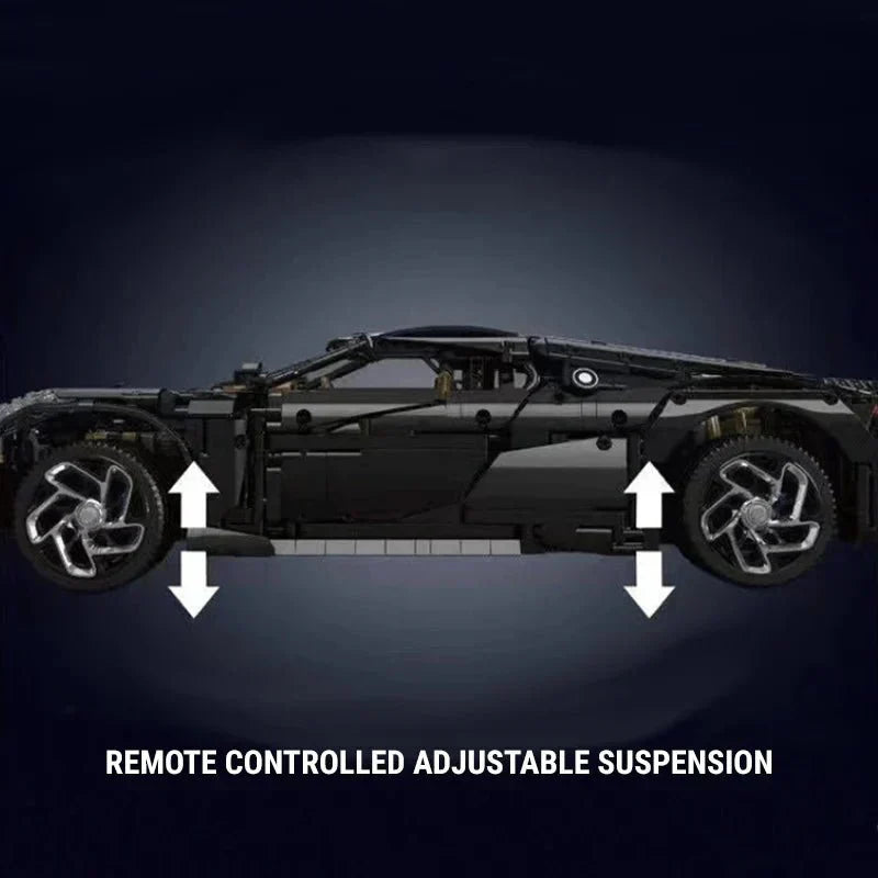 1:8 RC brick supercar with remote control adjustable suspension and electric lifting chassis, motorized building blocks car kit