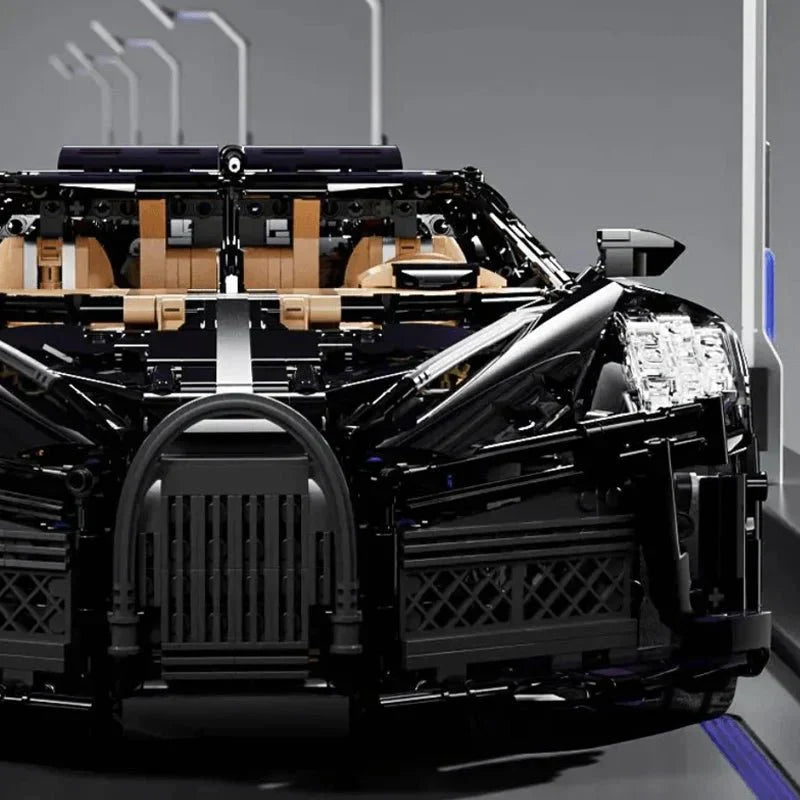motorized building blocks hypercar with sculpted grille and headlight styling, 1:8 RC brick supercar model car for adults
