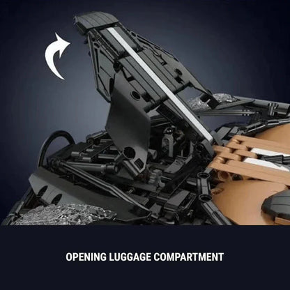 building blocks supercar kit with opening luggage compartment, 1:8 remote control brick hypercar model for adult collectors