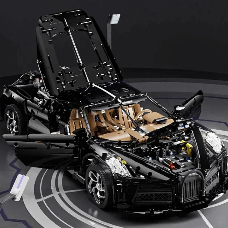 1:8 brick hypercar model that opens up for full display, motorized remote control building blocks supercar kit for adults