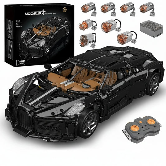 complete 1:8 La Voiture Noire building blocks car kit with remote control and motors, motorized brick supercar gift set for adults