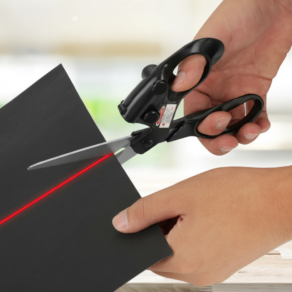 Professional Heavy Duty Laser Scissors: Ergonomic Design for Accurate Straight Cuts on Fabric, Paper & Upholstery Projects