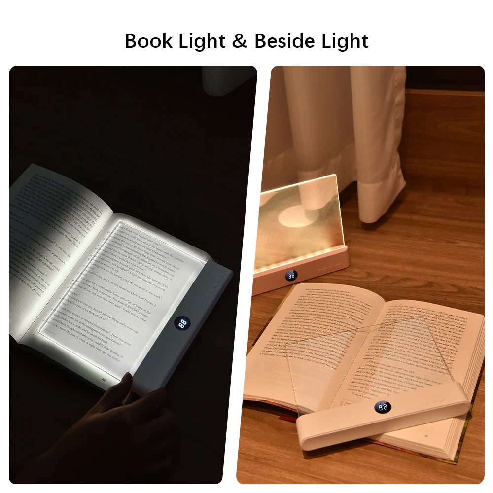 2-in-1 LED book light and night light USB rechargeable with timer for bedside reading Pink & White