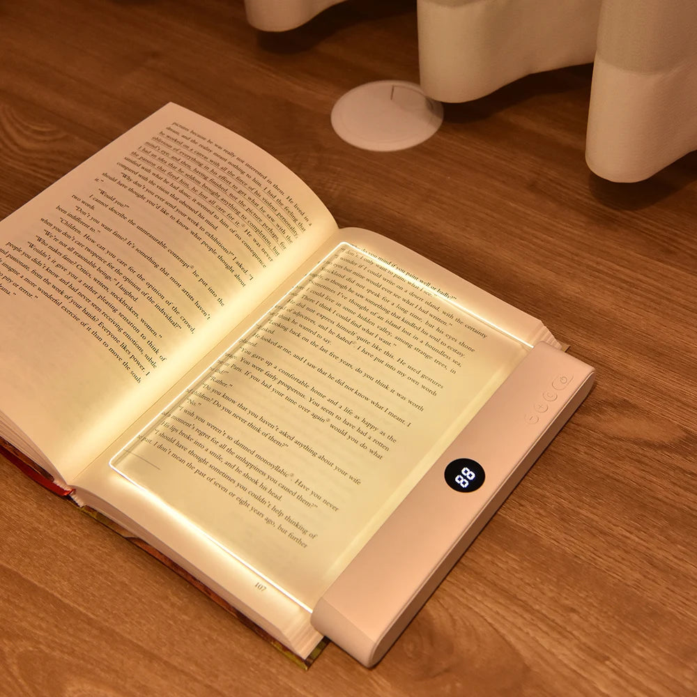 2-in-1 LED book light and night light USB rechargeable with timer for bedside reading Pink & White