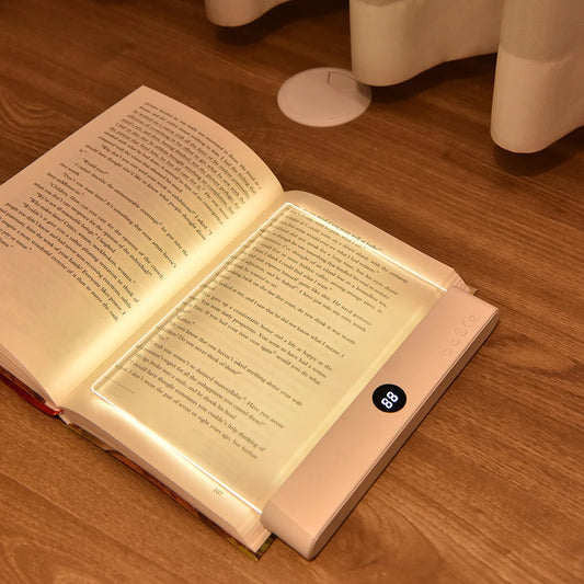 2-in-1 LED book light and night light USB rechargeable with timer for bedside reading Pink & White