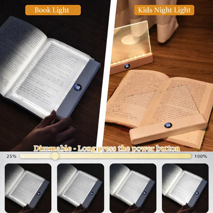 2-in-1 LED book light and night light USB rechargeable with timer for bedside reading Pink & White