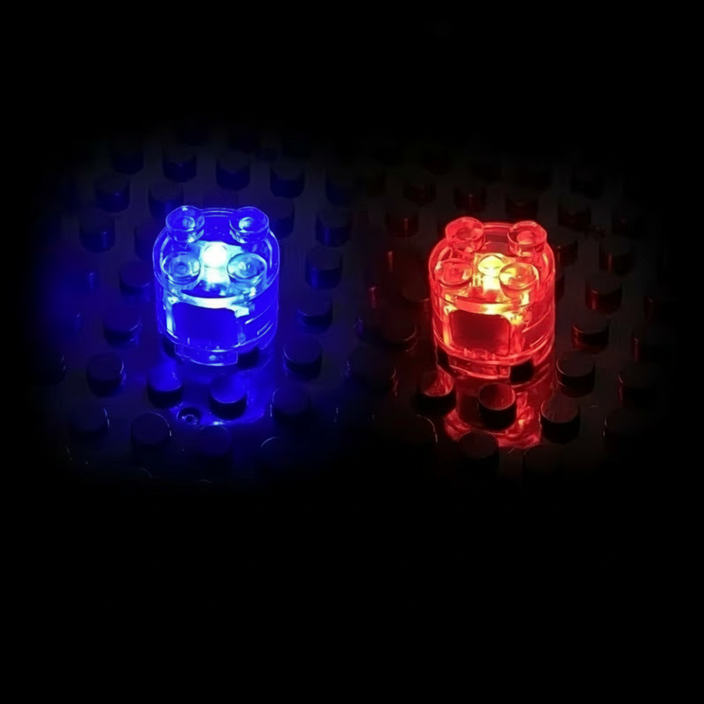 Puzzloria LED building block lights 2x2 multicolor light up bricks compatible with standard building blocks