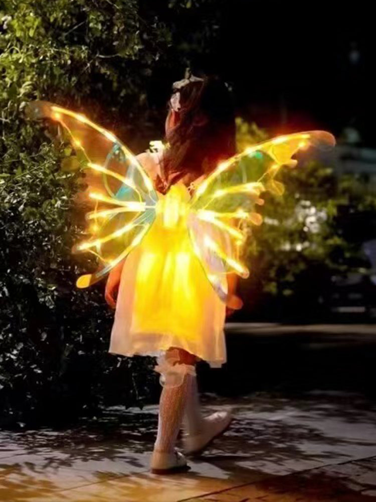 led costume wings for music festivals raves anime conventions themed parties and halloween fairy outfits – Warm yellow LED, Multicolor LED