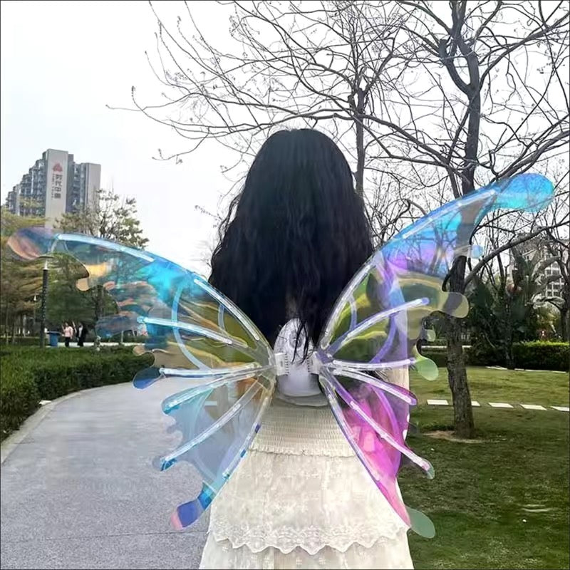 rechargeable glowing butterfly wings 88 cm wing span for sweet sixteen quinceanera and festival photo shoots – Warm yellow LED, Multicolor LED