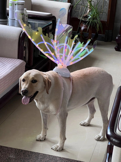 light up fairy wings with adjustable backpack harness fits adults teens and older kids for hours of wear – Warm yellow LED, Multicolor LED