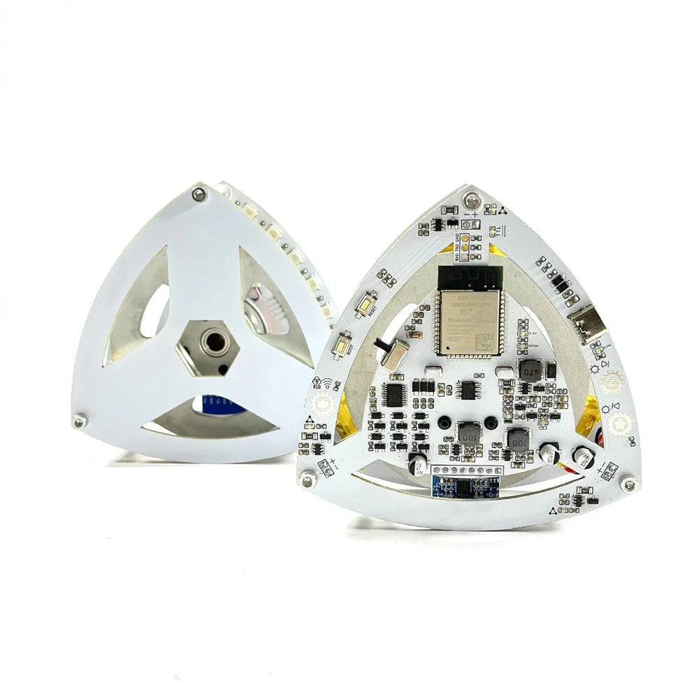 self balancing triangle front and back view showing control board, science desk toy for office Standard, Upgraded