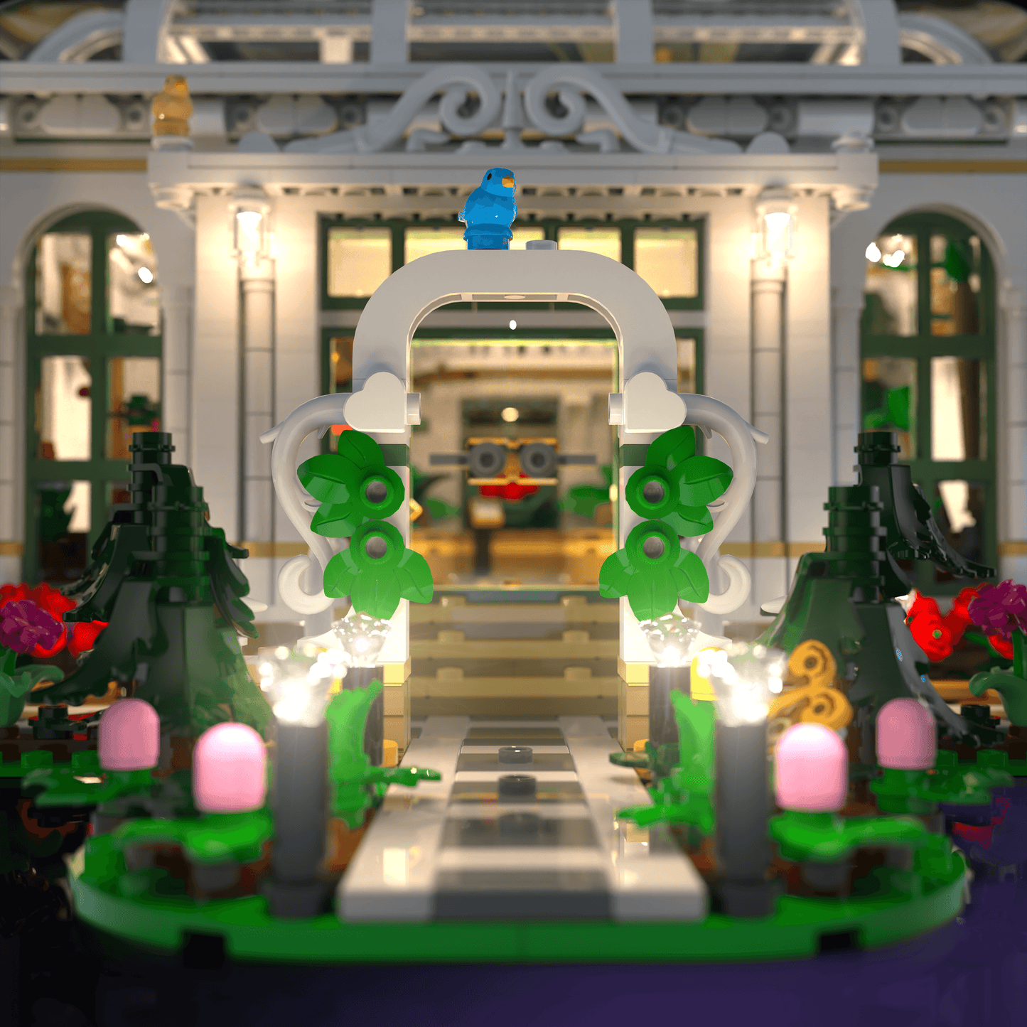 lighting kit for lego the botanical garden adds illuminated victorian glasshouse detail for shelf display
