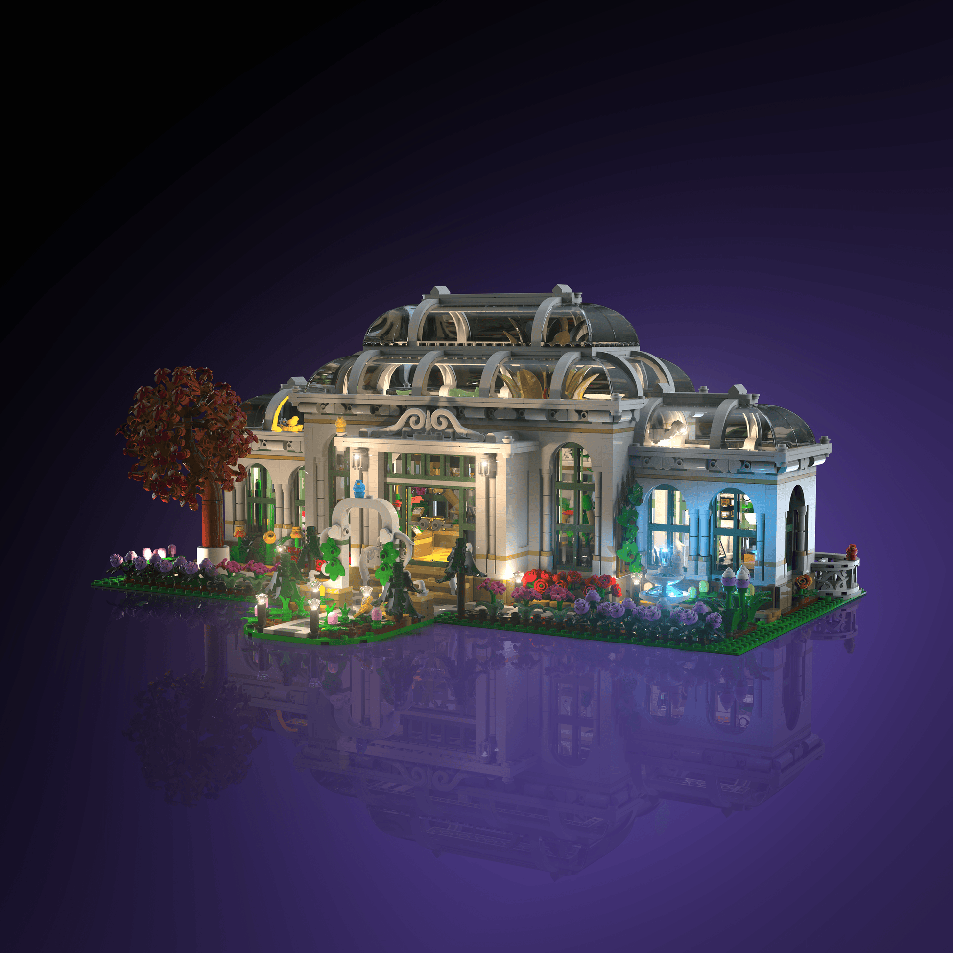 lighting kit for lego the botanical garden adds illuminated victorian glasshouse detail for shelf display