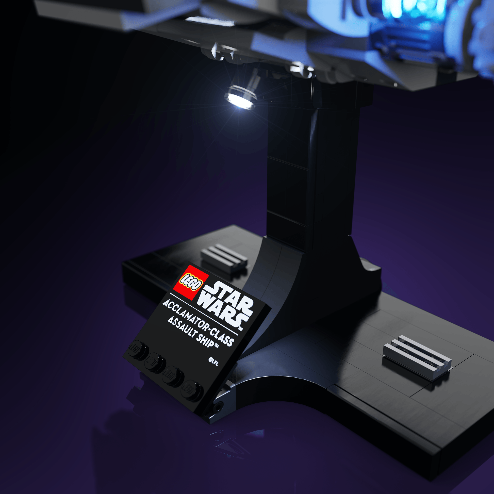 LED light kit for LEGO Acclamator-Class Assault Ship model with USB and battery powered glow upgrade for adult builders display