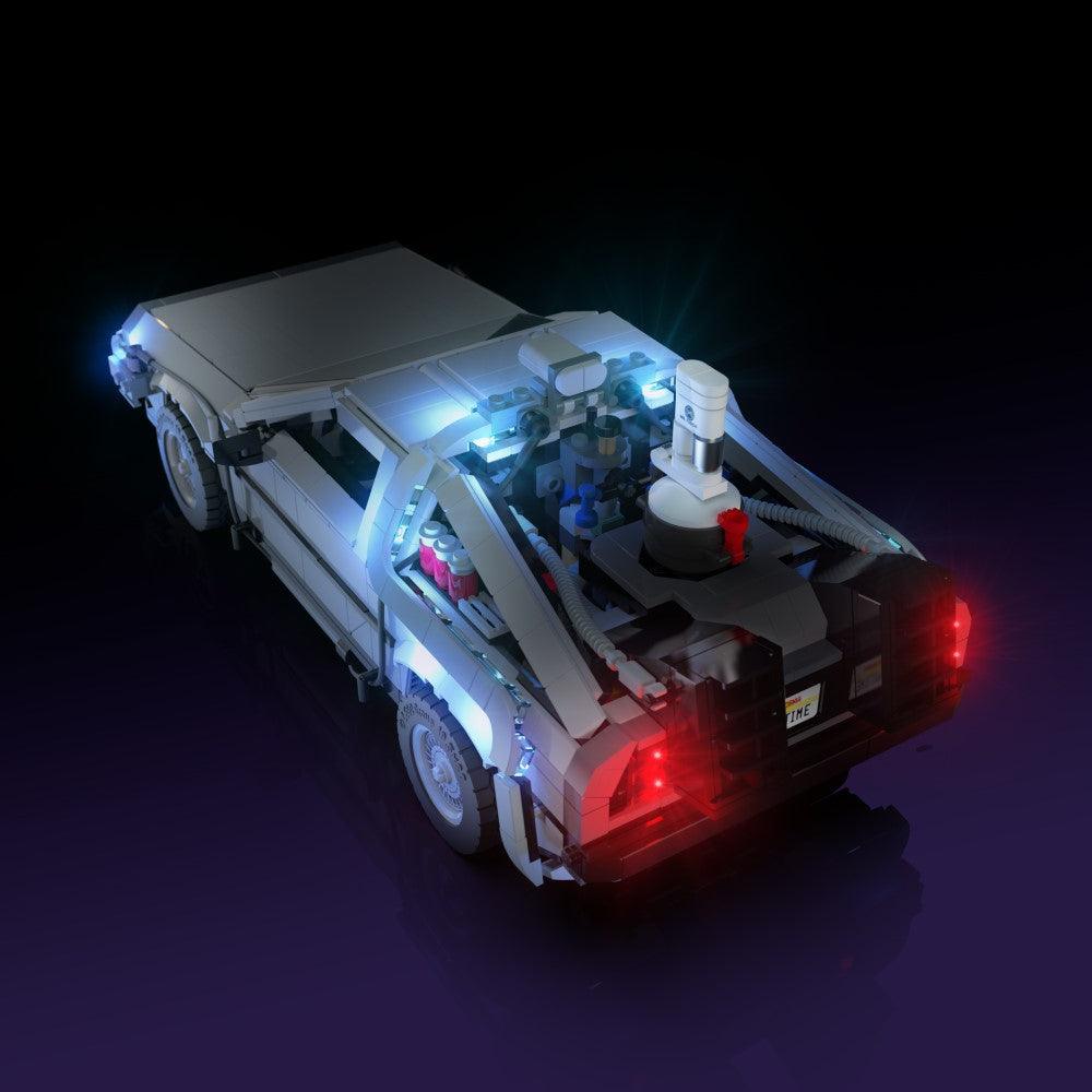 LED light kit for LEGO Back to the Future Time Machine model with USB and battery powered glow upgrade for adult builders display
