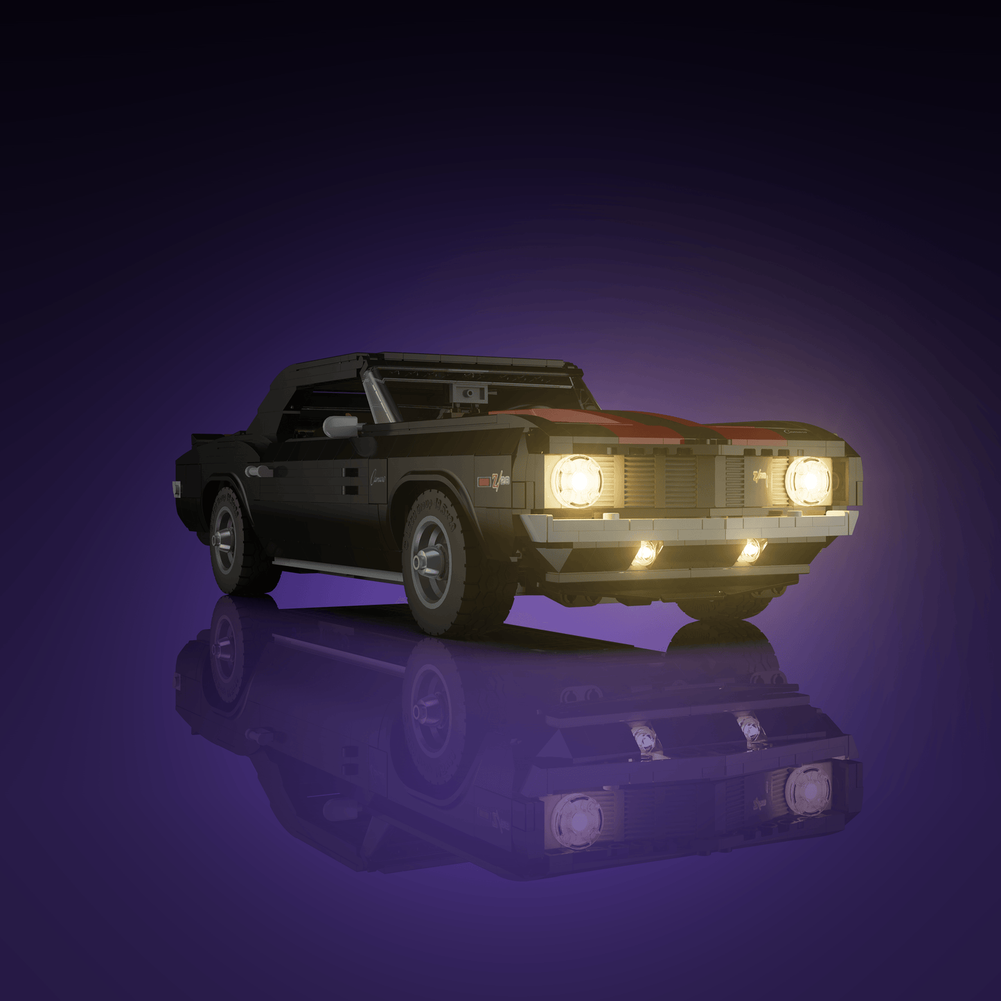 LEGO Chevrolet Camaro Z28 compatible LED kit with color-coded lights pre-cut wires tool-free install and reversible setup