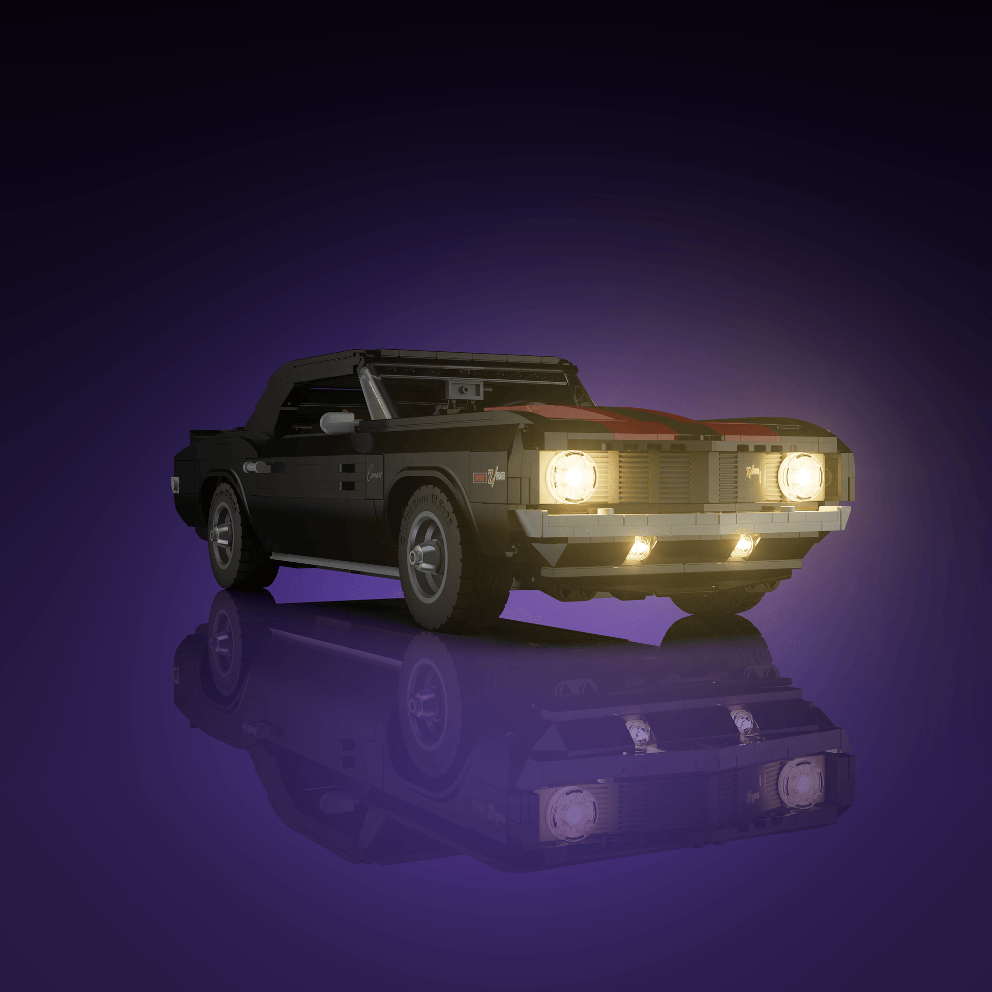 LEGO Chevrolet Camaro Z28 compatible LED kit with color-coded lights pre-cut wires tool-free install and reversible setup