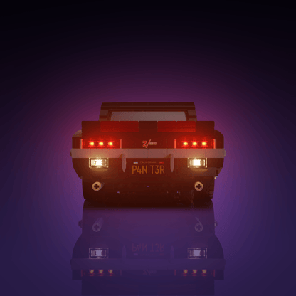 light kit for the LEGO Chevrolet Camaro Z28 build illuminates structural depth windows and decorative detail for display