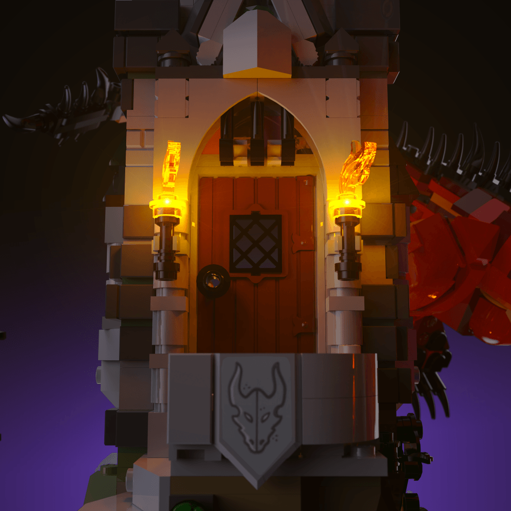 LEGO Dungeons & Dragons: Red Dragon Tale compatible LED kit with color-coded lights pre-cut wires tool-free install and reversible setup