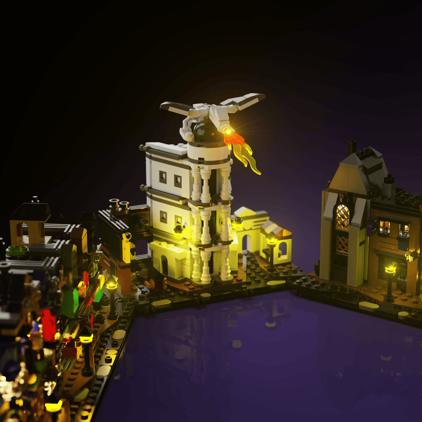 LEGO Harry Potter Diagon Alley Wizarding Shops compatible LED kit with color-coded lights pre-cut wires tool-free install and reversible setup