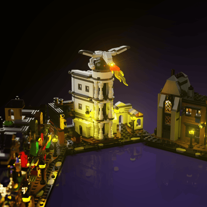 LEGO Harry Potter Diagon Alley Wizarding Shops compatible LED kit with color-coded lights pre-cut wires tool-free install and reversible setup