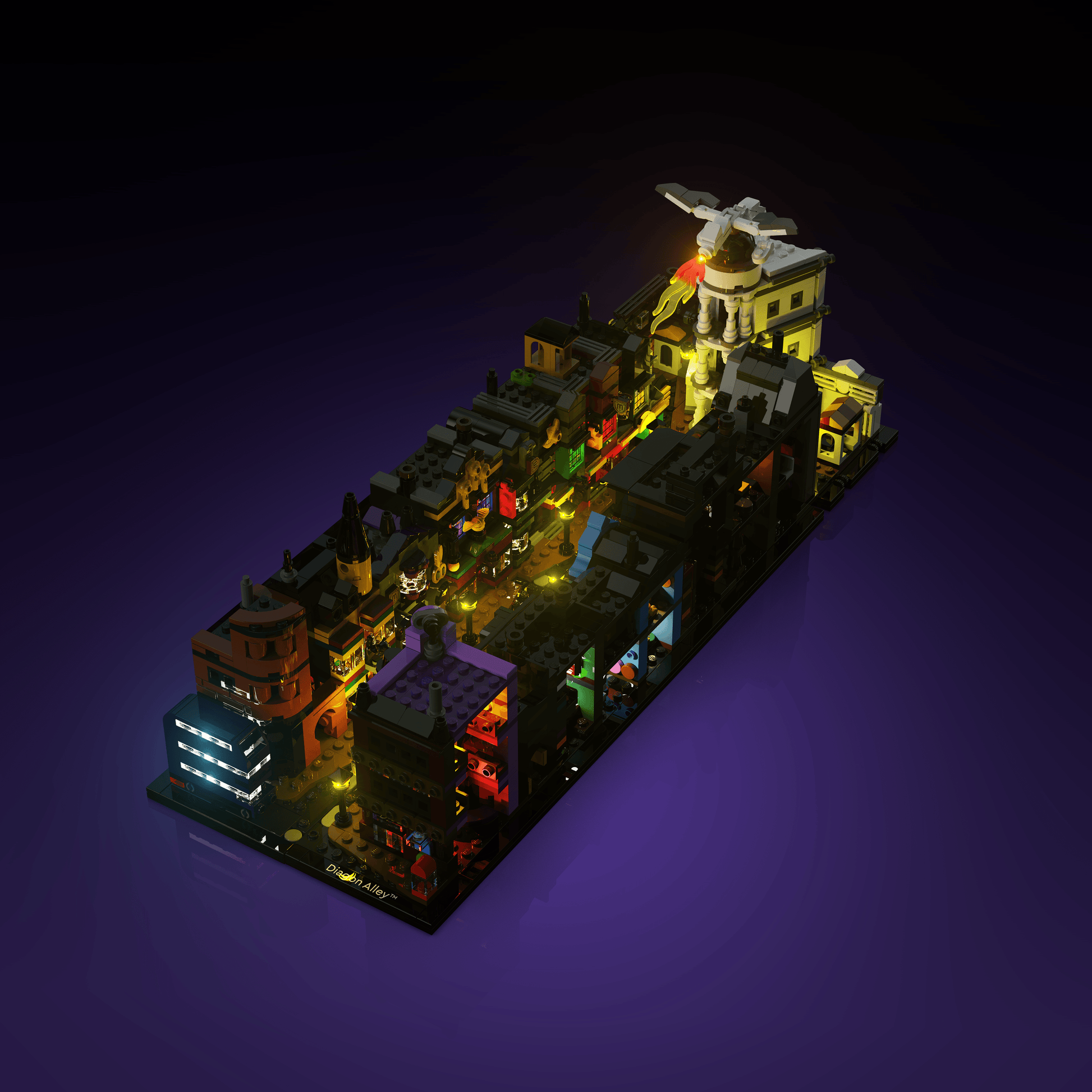 LEGO Harry Potter Diagon Alley Wizarding Shops compatible LED kit with color-coded lights pre-cut wires tool-free install and reversible setup