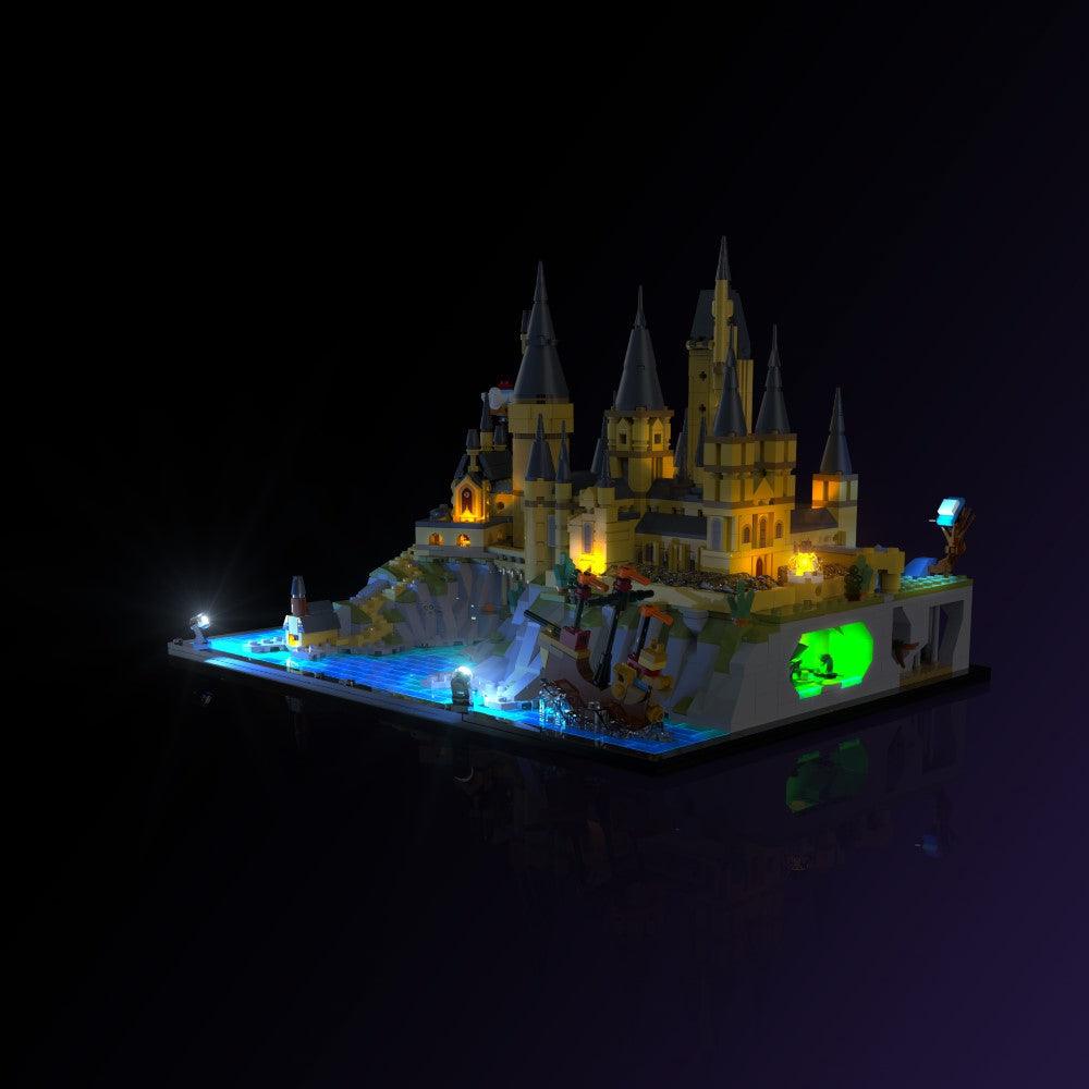 LED light kit for LEGO Hogwarts Castle & Grounds model with USB and battery powered glow upgrade for adult builders display