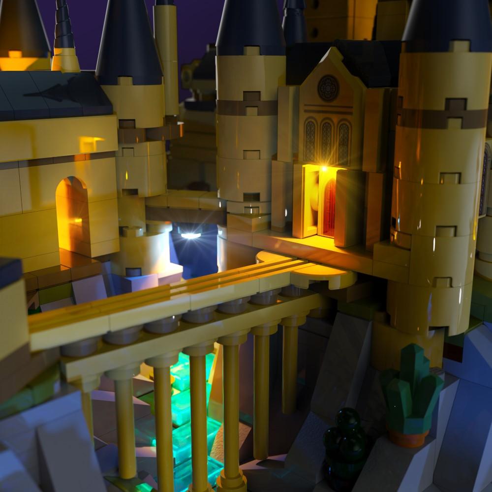 LED light kit for LEGO Hogwarts Castle & Grounds model with USB and battery powered glow upgrade for adult builders display