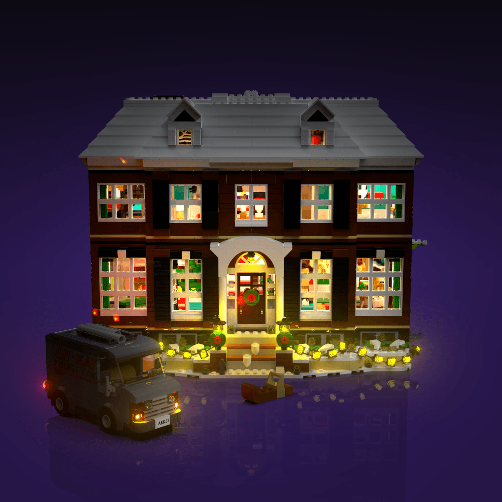 LED light kit for LEGO Home Alone model with USB and battery powered glow upgrade for adult builders display