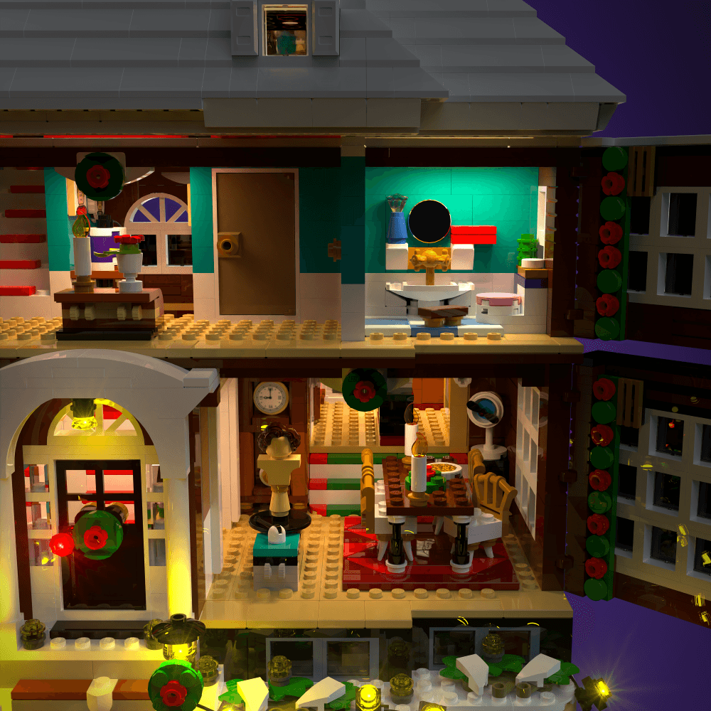LED light kit for LEGO Home Alone model with USB and battery powered glow upgrade for adult builders display