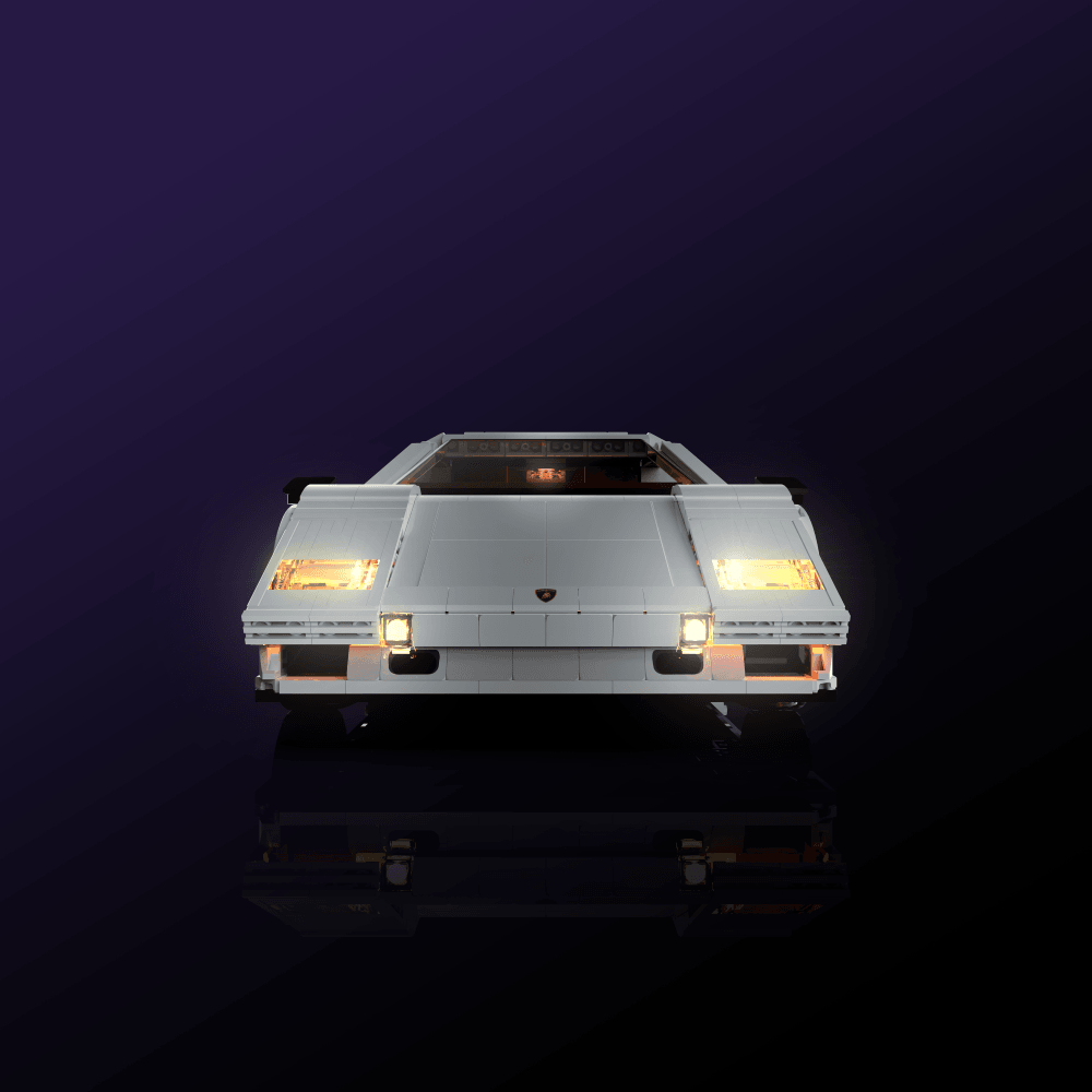 LED light kit for LEGO Lamborghini Countach 5000 Quattrovalvole model with USB and battery powered glow upgrade for adult builders display