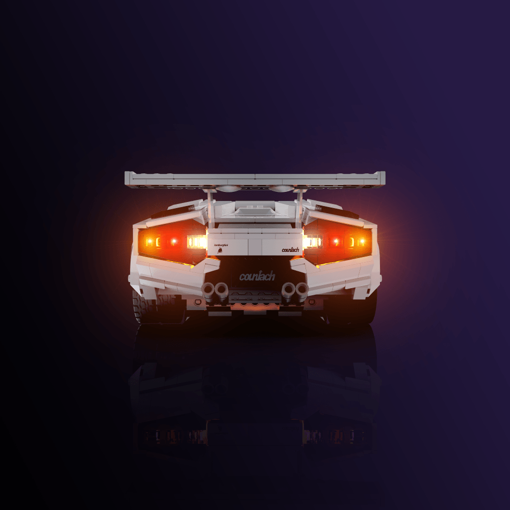LEGO Lamborghini Countach 5000 Quattrovalvole compatible LED kit with color-coded lights pre-cut wires tool-free install and reversible setup