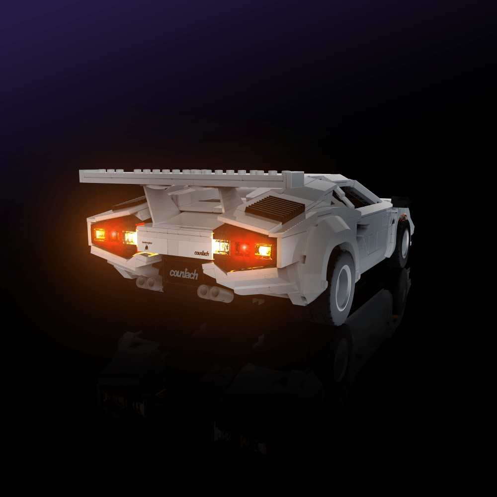 LED light kit for LEGO Lamborghini Countach 5000 Quattrovalvole model with USB and battery powered glow upgrade for adult builders display