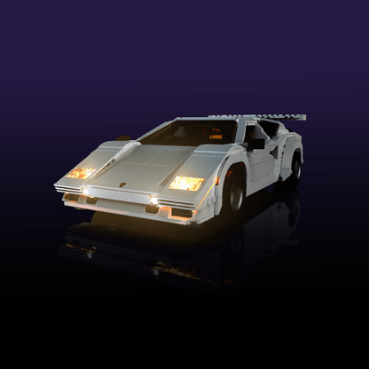 LEGO Lamborghini Countach 5000 Quattrovalvole compatible LED kit with color-coded lights pre-cut wires tool-free install and reversible setup