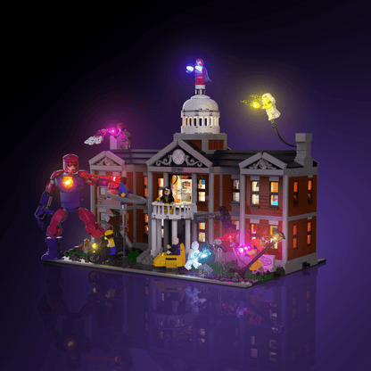 LED light kit for LEGO Marvel X-Men: The Mansion model with USB and battery powered glow upgrade for adult builders display