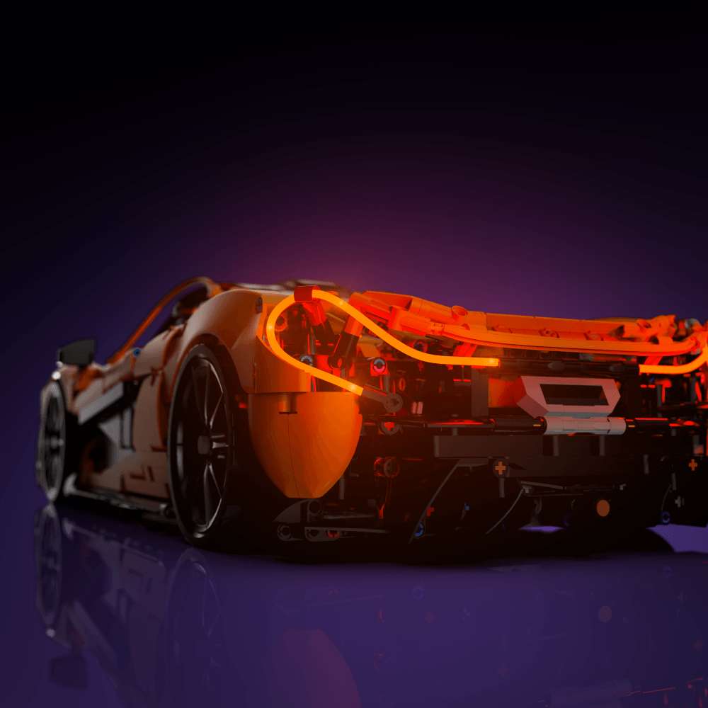 light kit for the LEGO McLaren P1 Supercar build illuminates structural depth windows and decorative detail for display