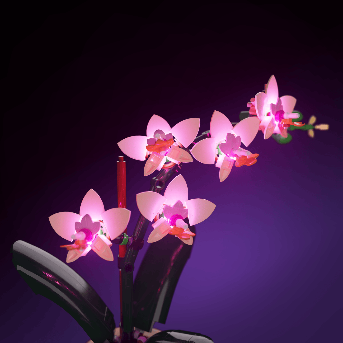 LEGO Mini Orchid compatible LED kit with color-coded lights pre-cut wires tool-free install and reversible setup