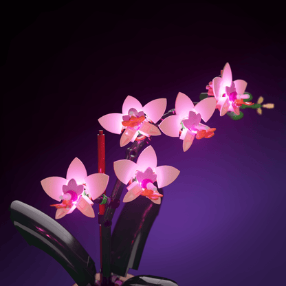 LEGO Mini Orchid compatible LED kit with color-coded lights pre-cut wires tool-free install and reversible setup